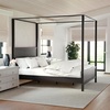 image:imageMartha Stewart Hayes Canopy Platform Bed with Wood Headboard and Footboard Solid Wood Frame No Box Spring Needed Queen Size Dark Gray
