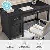 image:imageMartha Stewart Hutton Shaker Style Home Office Desk with Storage in Gray with Brushed Nickel HardwareBlack FrameBrushed Nickel Hardware