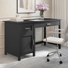 image:imageMartha Stewart Hutton Shaker Style Home Office Desk with Storage in Gray with Brushed Nickel HardwareBlack FrameBrushed Nickel Hardware