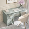 image:imageMartha Stewart Hutton Shaker Style Home Office Desk with Storage in Gray with Brushed Nickel HardwareSage FramePolished Brass Hardware