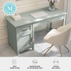 image:imageMartha Stewart Hutton Shaker Style Home Office Desk with Storage in Gray with Brushed Nickel HardwareSage FramePolished Brass Hardware