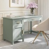 image:imageMartha Stewart Hutton Shaker Style Home Office Desk with Storage in Gray with Brushed Nickel HardwareSage FramePolished Brass Hardware