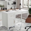 image:imageMartha Stewart Hutton Shaker Style Home Office Desk with Storage in Gray with Brushed Nickel HardwareWhitePolished Brass