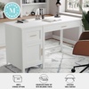 image:imageMartha Stewart Hutton Shaker Style Home Office Desk with Storage in Gray with Brushed Nickel HardwareWhitePolished Brass