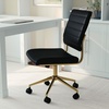 image:imageMartha Stewart Ivy Armless Swivel Task Chair for Home Office in Black Faux Leather with Polished Brass FrameBlack Faux LeatherPolished Brass
