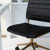 image:imageMartha Stewart Ivy Armless Swivel Task Chair for Home Office in Black Faux Leather with Polished Brass FrameBlack Faux LeatherPolished Brass