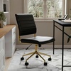 image:imageMartha Stewart Ivy Armless Swivel Task Chair for Home Office in Black Faux Leather with Polished Brass FrameBlack Faux LeatherPolished Brass