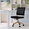image:imageMartha Stewart Ivy Armless Swivel Task Chair for Home Office in Black Faux Leather with Polished Brass FrameBlack Faux LeatherPolished Brass