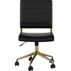 image:imageMartha Stewart Ivy Armless Swivel Task Chair for Home Office in Black Faux Leather with Polished Brass FrameBlack Faux LeatherPolished Brass