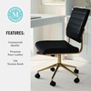 image:imageMartha Stewart Ivy Armless Swivel Task Chair for Home Office in Black Faux Leather with Polished Brass FrameBlack Faux LeatherPolished Brass