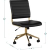 image:imageMartha Stewart Ivy Armless Swivel Task Chair for Home Office in Black Faux Leather with Polished Brass FrameBlack Faux LeatherPolished Brass