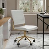 image:imageMartha Stewart Ivy Armless Swivel Task Chair for Home Office in Black Faux Leather with Polished Brass FrameWhite Faux LeatherPolished Brass
