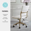 image:imageMartha Stewart Ivy Armless Swivel Task Chair for Home Office in Black Faux Leather with Polished Brass FrameWhite Faux LeatherPolished Brass