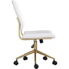 image:imageMartha Stewart Ivy Armless Swivel Task Chair for Home Office in Black Faux Leather with Polished Brass FrameWhite Faux LeatherPolished Brass