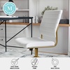 image:imageMartha Stewart Ivy Armless Swivel Task Chair for Home Office in Black Faux Leather with Polished Brass FrameWhite Faux LeatherPolished Brass