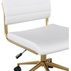 image:imageMartha Stewart Ivy Armless Swivel Task Chair for Home Office in Black Faux Leather with Polished Brass FrameWhite Faux LeatherPolished Brass