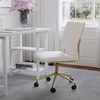 image:imageMartha Stewart Ivy Armless Swivel Task Chair for Home Office in Black Faux Leather with Polished Brass FrameWhite Faux LeatherPolished Brass