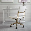 image:imageMartha Stewart Ivy Armless Swivel Task Chair for Home Office in Black Faux Leather with Polished Brass FrameWhite Faux LeatherPolished Brass