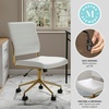 image:imageMartha Stewart Ivy Armless Swivel Task Chair for Home Office in Black Faux Leather with Polished Brass FrameWhite Faux LeatherPolished Brass