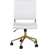 image:imageMartha Stewart Ivy Armless Swivel Task Chair for Home Office in Black Faux Leather with Polished Brass FrameWhite Faux LeatherPolished Brass