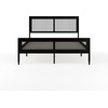 image:imageMartha Stewart Jax Platform Bed with Rattan Headboard and Footboard Solid Wood Frame Wooden Support Slats No Box Spring Needed King Size BlackBlack
