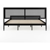 image:imageMartha Stewart Jax Platform Bed with Rattan Headboard and Footboard Solid Wood Frame Wooden Support Slats No Box Spring Needed King Size BlackBlack