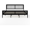 image:imageMartha Stewart Jax Platform Bed with Rattan Headboard and Footboard Solid Wood Frame Wooden Support Slats No Box Spring Needed King Size BlackBlack