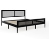 image:imageMartha Stewart Jax Platform Bed with Rattan Headboard and Footboard Solid Wood Frame Wooden Support Slats No Box Spring Needed King Size BlackBlack