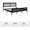 image:imageMartha Stewart Jax Platform Bed with Rattan Headboard and Footboard Solid Wood Frame Wooden Support Slats No Box Spring Needed King Size BlackBlack