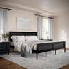 image:imageMartha Stewart Jax Platform Bed with Rattan Headboard and Footboard Solid Wood Frame Wooden Support Slats No Box Spring Needed King Size BlackBlack