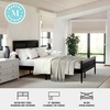 image:imageMartha Stewart Jax Platform Bed with Rattan Headboard and Footboard Solid Wood Frame Wooden Support Slats No Box Spring Needed King Size BlackBlack