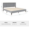 image:imageMartha Stewart Jett Platform Bed with Headboard Fabric Upholstered Inset Headboard and Base Solid Wood Frame No Box Spring Needed King Dark BrownBeigeGray FabricBrown Gray Frame