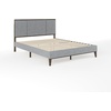 image:imageMartha Stewart Jett Platform Bed with Headboard Fabric Upholstered Inset Headboard and Base Solid Wood Frame No Box Spring Needed King Dark BrownBeigeGray FabricBrown Gray Frame