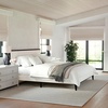 image:imageMartha Stewart Jett Platform Bed with Headboard Fabric Upholstered Inset Headboard and Base Solid Wood Frame No Box Spring Needed King Dark BrownBeigeBeige FabricDark Brown Frame