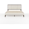 image:imageMartha Stewart Jett Platform Bed with Headboard Fabric Upholstered Inset Headboard and Base Solid Wood Frame No Box Spring Needed King Dark BrownBeigeBeige FabricDark Brown Frame