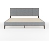 image:imageMartha Stewart Jett Platform Bed with Headboard Fabric Upholstered Inset Headboard and Base Solid Wood Frame No Box Spring Needed King Dark BrownBeigeGray FabricBrown Gray Frame