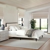 image:imageMartha Stewart Jett Platform Bed with Headboard Fabric Upholstered Inset Headboard and Base Solid Wood Frame No Box Spring Needed King Dark BrownBeigeBeige FabricDark Brown Frame