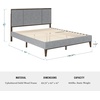 image:imageMartha Stewart Jett Platform Bed with Headboard Fabric Upholstered Inset Headboard and Base Solid Wood Frame No Box Spring Needed King Dark BrownBeigeGray FabricBrown Gray Frame