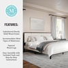 image:imageMartha Stewart Jett Platform Bed with Headboard Fabric Upholstered Inset Headboard and Base Solid Wood Frame No Box Spring Needed King Dark BrownBeigeBeige FabricDark Brown Frame
