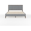 image:imageMartha Stewart Jett Platform Bed with Headboard Fabric Upholstered Inset Headboard and Base Solid Wood Frame No Box Spring Needed King Dark BrownBeigeGray FabricBrown Gray Frame