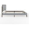 image:imageMartha Stewart Jett Platform Bed with Headboard Fabric Upholstered Inset Headboard and Base Solid Wood Frame No Box Spring Needed King Dark BrownBeigeGray FabricBrown Gray Frame