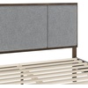 image:imageMartha Stewart Jett Platform Bed with Headboard Fabric Upholstered Inset Headboard and Base Solid Wood Frame No Box Spring Needed King Dark BrownBeigeGray FabricBrown Gray Frame