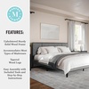 image:imageMartha Stewart Jett Platform Bed with Headboard Fabric Upholstered Inset Headboard and Base Solid Wood Frame No Box Spring Needed King Dark BrownBeigeGray FabricBrown Gray Frame