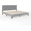 image:imageMartha Stewart Jett Platform Bed with Headboard Fabric Upholstered Inset Headboard and Base Solid Wood Frame No Box Spring Needed King Dark BrownBeigeGray FabricBrown Gray Frame