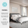 image:imageMartha Stewart Jett Platform Bed with Headboard Fabric Upholstered Inset Headboard and Base Solid Wood Frame No Box Spring Needed King Dark BrownBeigeGray FabricBrown Gray Frame