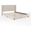 image:imageMartha Stewart Kay Low Profile Platform Bed with Wingback Headboard Channel Stitched Faux Linen Upholstery No Box Spring Needed Queen BeigeBeige FabricWalnut Legs