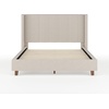 image:imageMartha Stewart Kay Low Profile Platform Bed with Wingback Headboard Channel Stitched Faux Linen Upholstery No Box Spring Needed Queen BeigeBeige FabricWalnut Legs