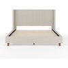 image:imageMartha Stewart Kay Low Profile Platform Bed with Wingback Headboard Channel Stitched Faux Linen Upholstery No Box Spring Needed Queen BeigeBeige FabricWalnut Legs