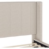 image:imageMartha Stewart Kay Low Profile Platform Bed with Wingback Headboard Channel Stitched Faux Linen Upholstery No Box Spring Needed Queen BeigeBeige FabricWalnut Legs