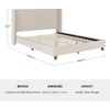 image:imageMartha Stewart Kay Low Profile Platform Bed with Wingback Headboard Channel Stitched Faux Linen Upholstery No Box Spring Needed Queen BeigeBeige FabricWalnut Legs